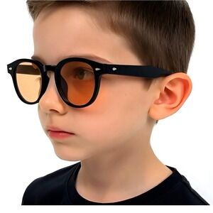 Kids Black Frame Style Sunglasses Red Tinted Lenses Boy Girls Beach UV400 Lentes